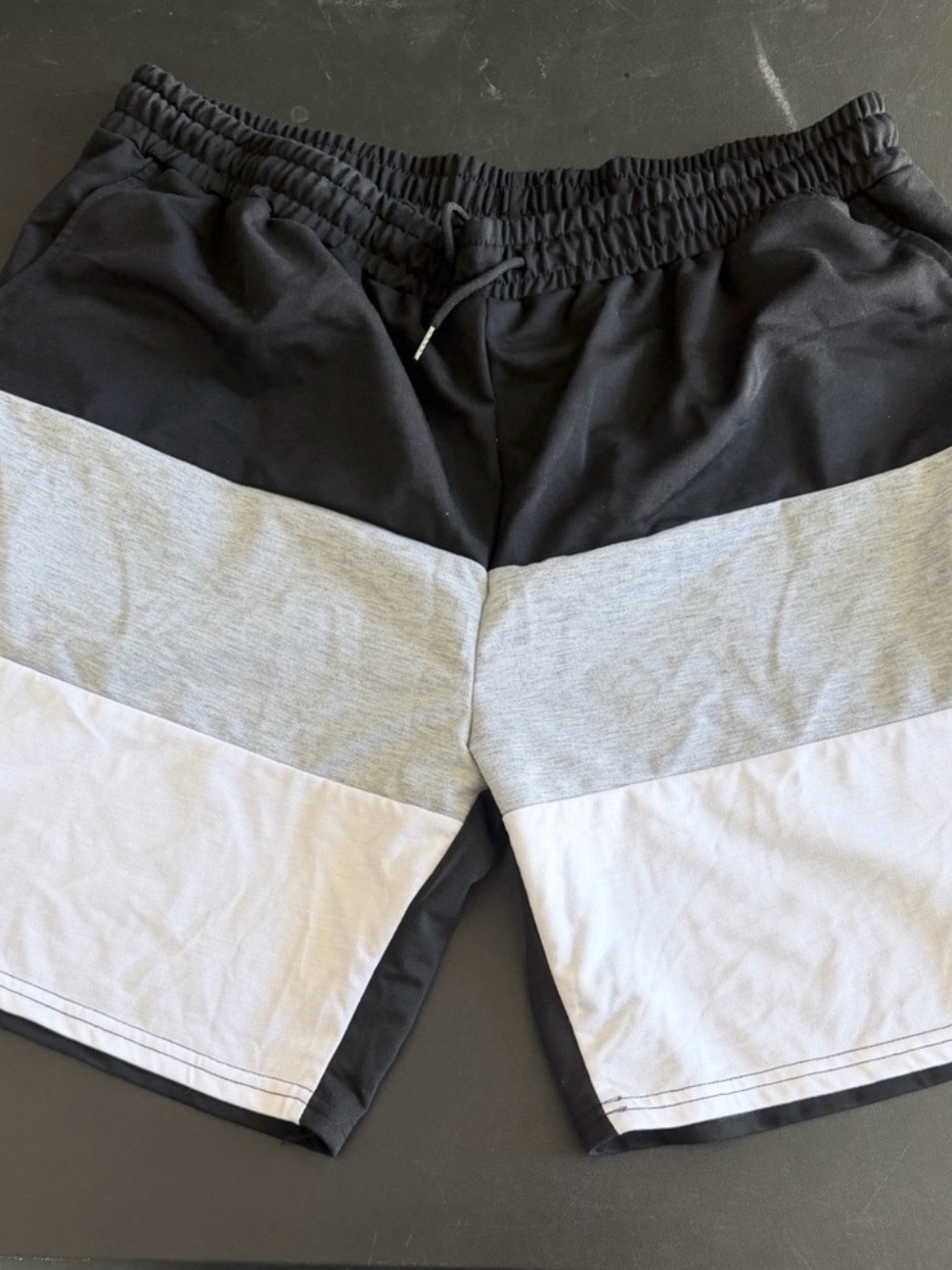 Men's Colorblock Athletic Shorts - Black & Light Gray